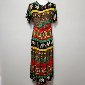 Vintage Mix Nouveau New York 80s Floral Tie Back Maxi Dress Size SP